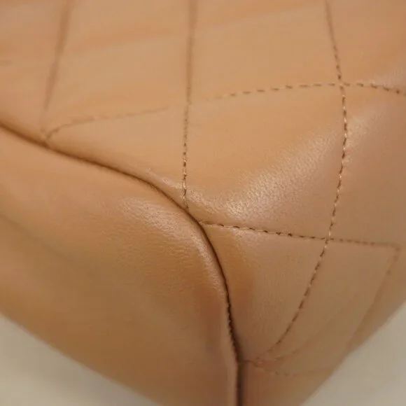 Authentic Chanel NEW quilted camel leather brown lambskin tote with wallet LWILL - Picture 6 of 12